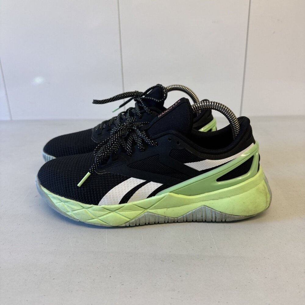 Reebok Womens Nanoflex TR FX7941 Black Green Running Gym Shoes Sneakers Size 8.5